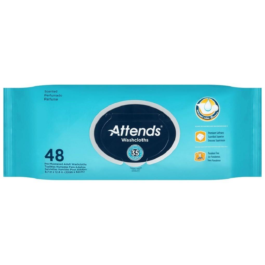 Attends Washcloths Scented - 48 Pack