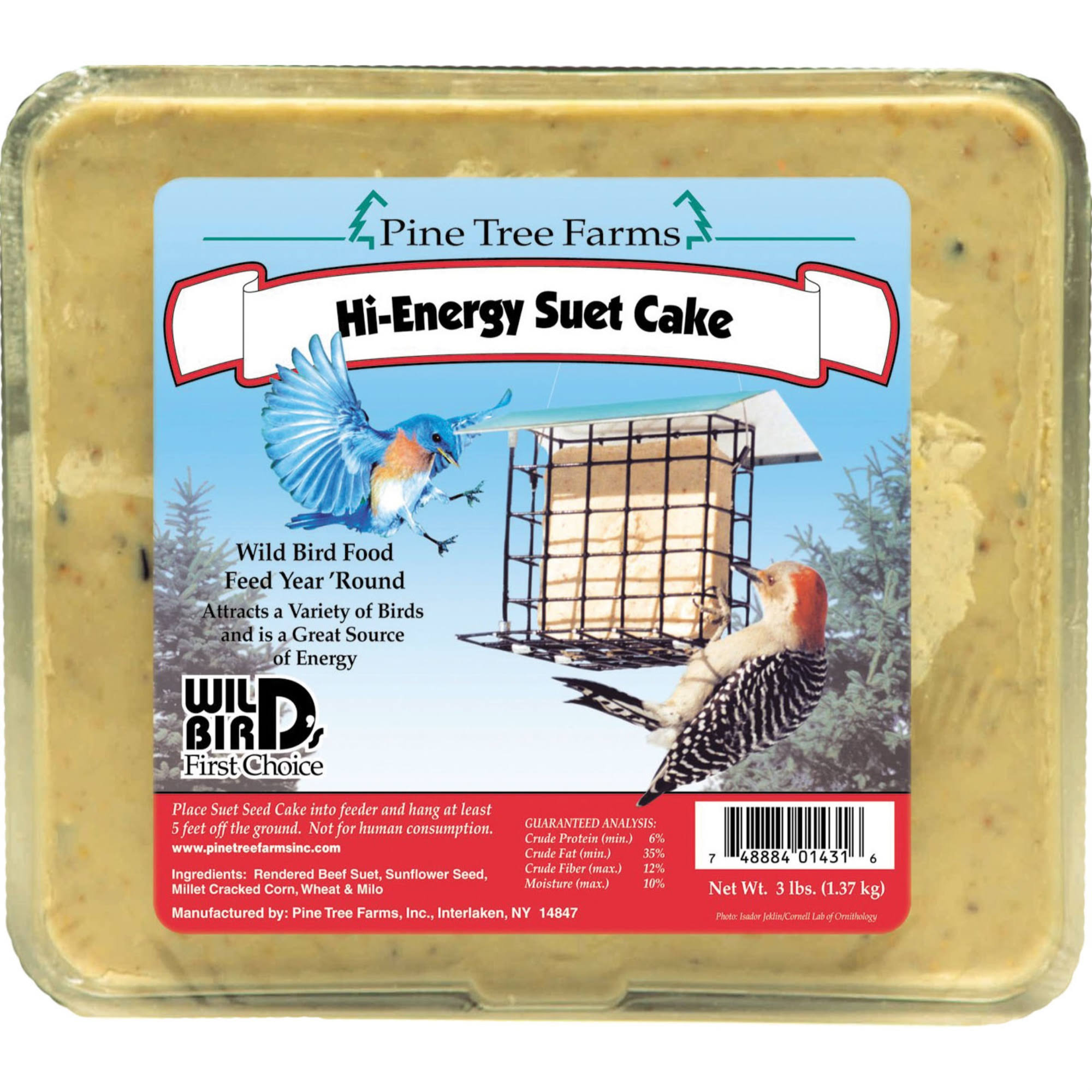 Pine Tree Farms Hi Energy Suet Cake - 3lbs