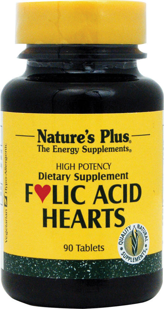 Nature's Plus Folic Acid Hearts - 400mcg, 90 Tablets