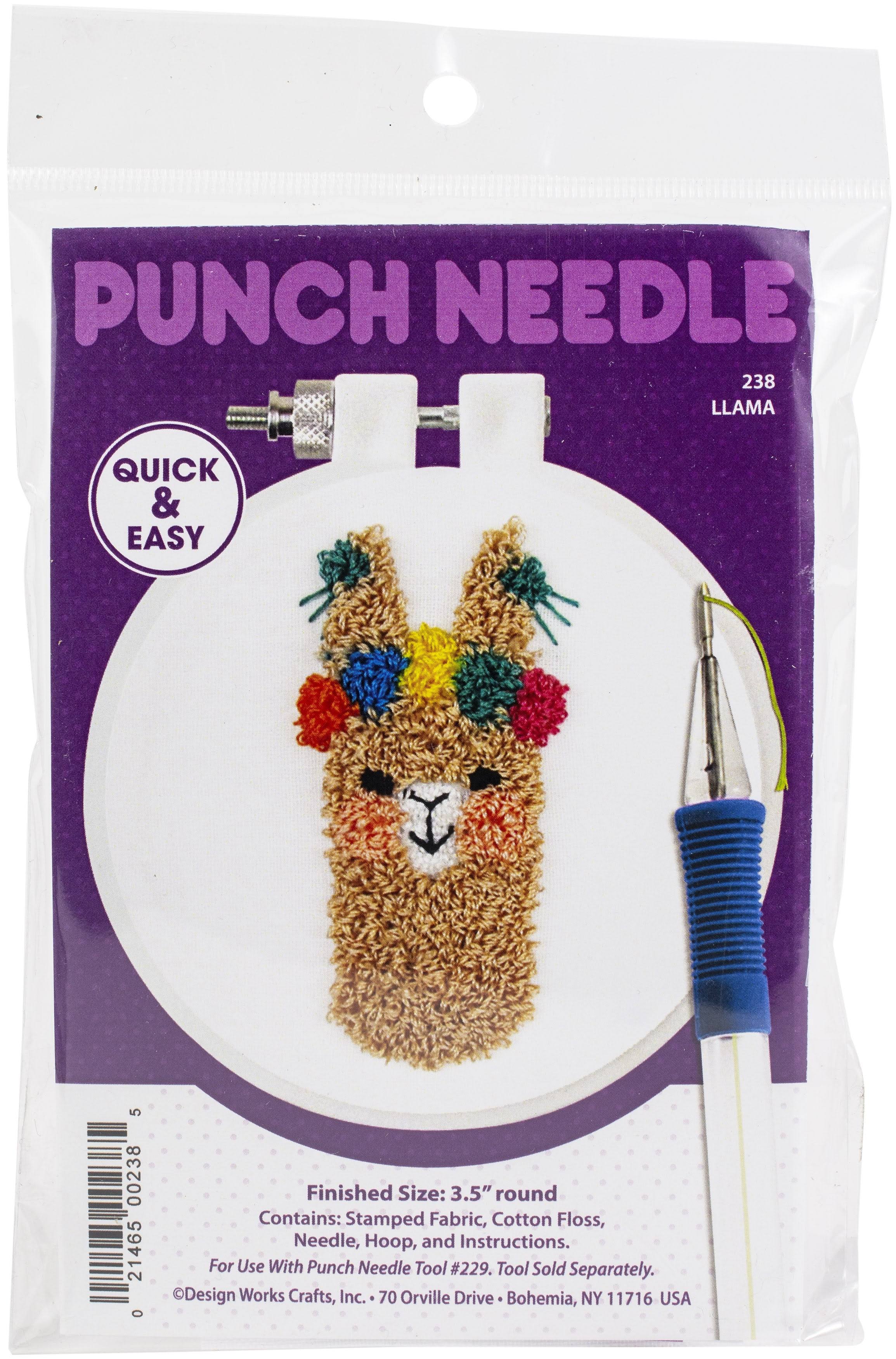 Design Works Punch Needle Kit 3.5" Round-Llama