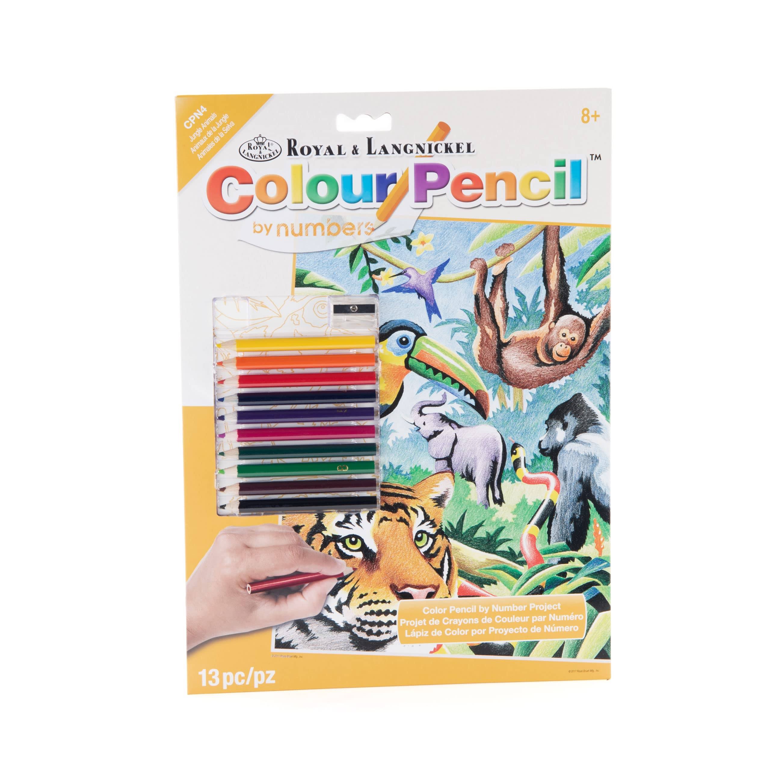 Royal Brush Colour Pencil By Number Kit - Jungle Animals
