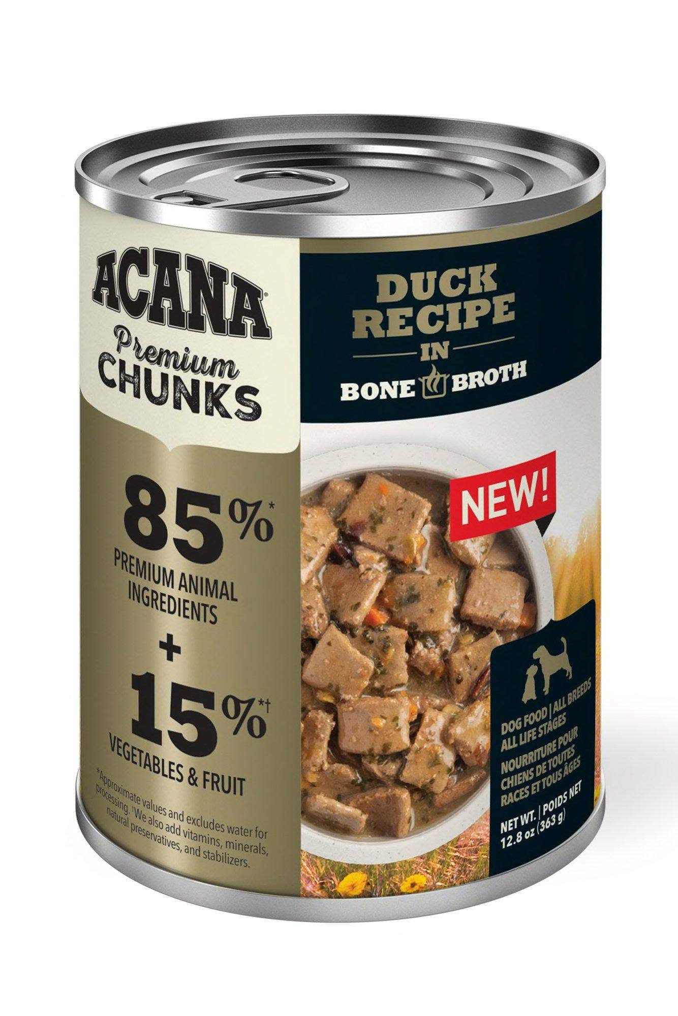 ACANA Premium Chunks Duck Recipe in Bone Broth Dog Food, 12.8-oz