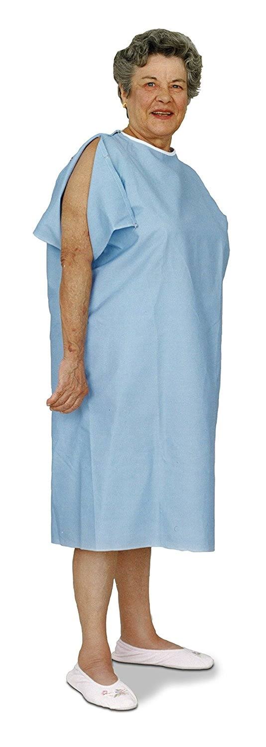 Essential Medical Supply Reusable Patient Gown with IV Opening, Blue | Medical Supplies & Equipment