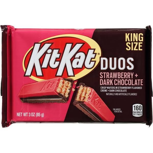 Kit Kat Duos Crisp Wafers, Strawberry + Dark Chocolate, King Size - 3 oz