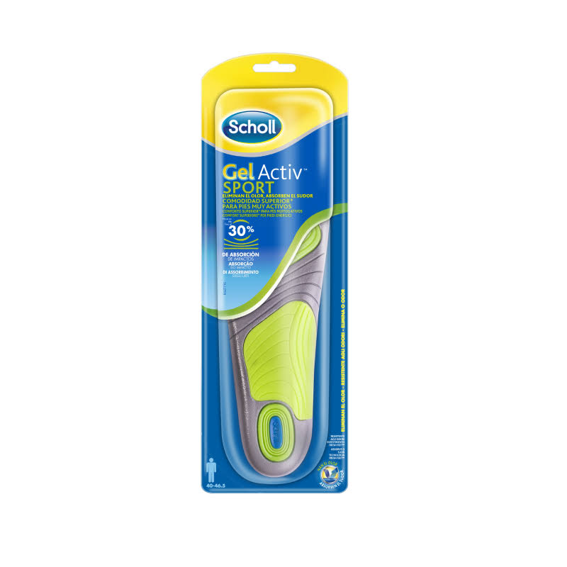 Scholl Men's Gel Activ Sport Insoles - Blue, Yellow and White