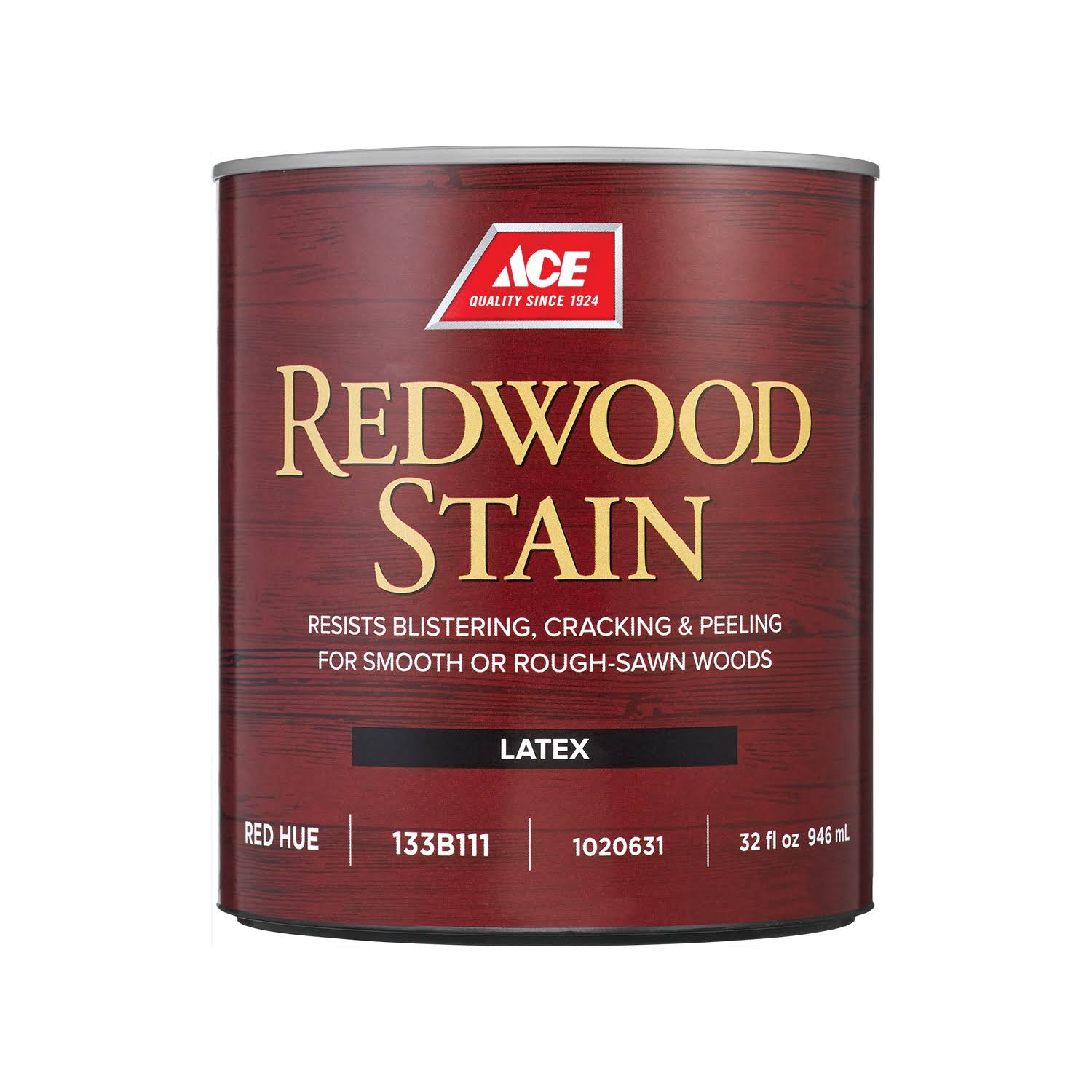 Ace Redwood Stain Semi-Transparent Flat Red Hue Latex Stain 1 qt.