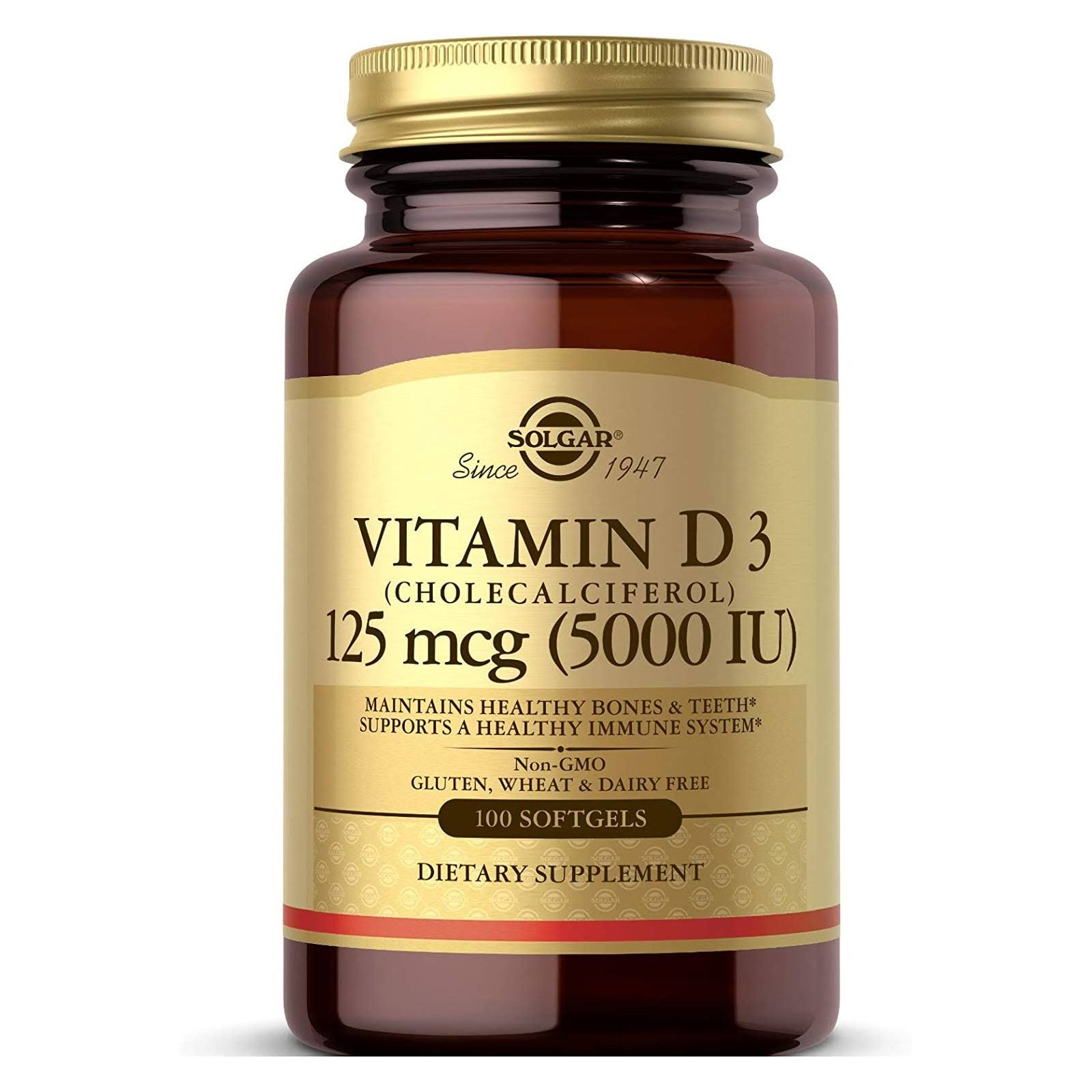 Solgar Vitamin D3 Cholecalciferol 5000 IU Dietary Supplement - 100 Softgels