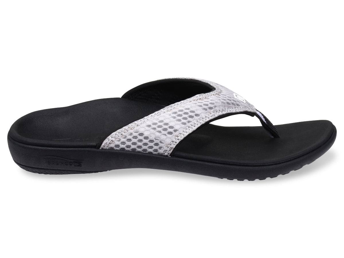 Spenco Women's Breeze Sandal - Black and Silver, 8 USW
