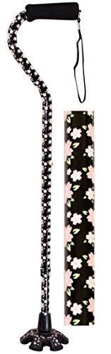Essential Medical Supply Couture Offset Fashion Cane - With Matching Standing, Pink Floral Style