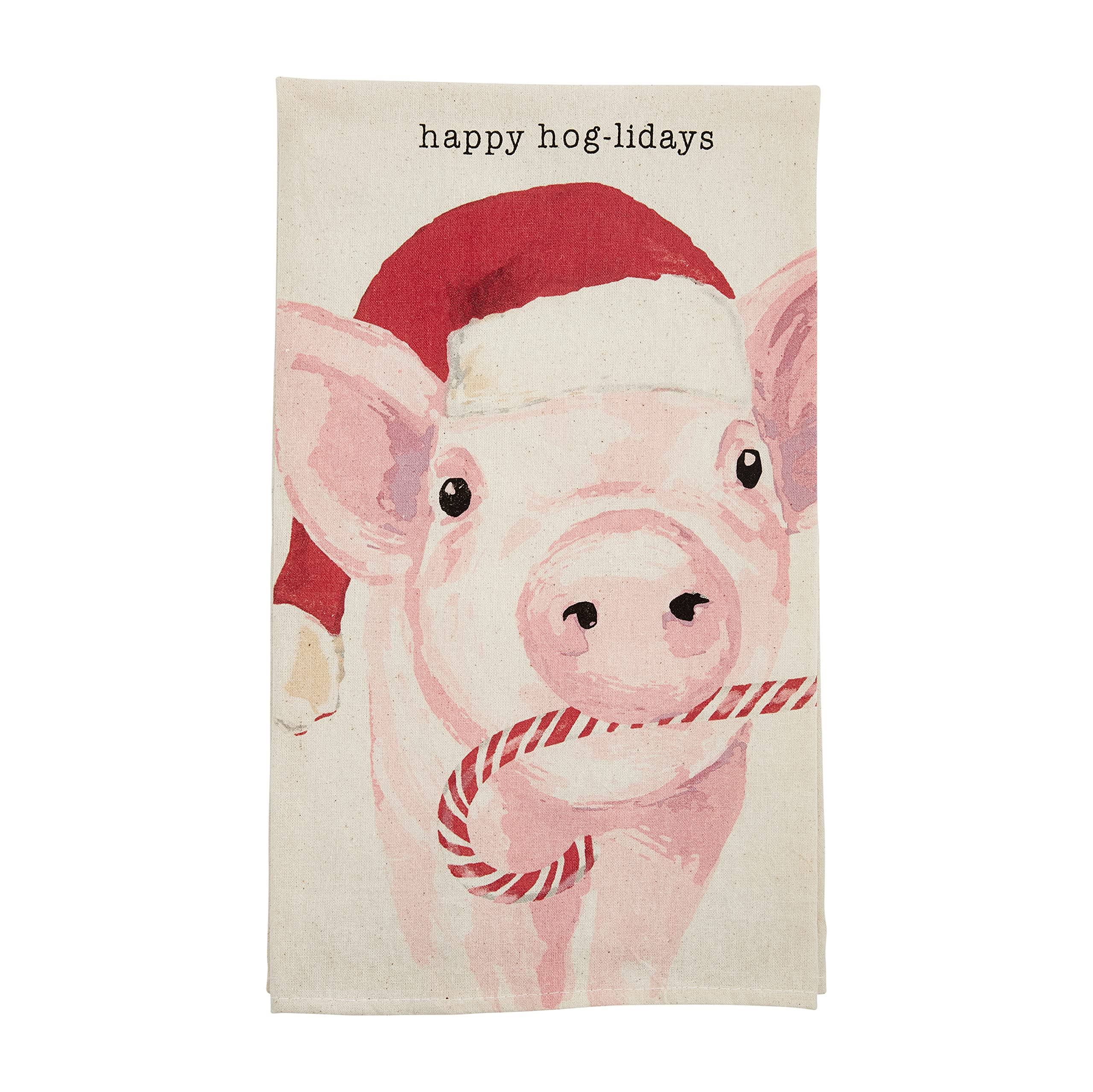 Mud Pie Farm Animal Christmas Towel Pig