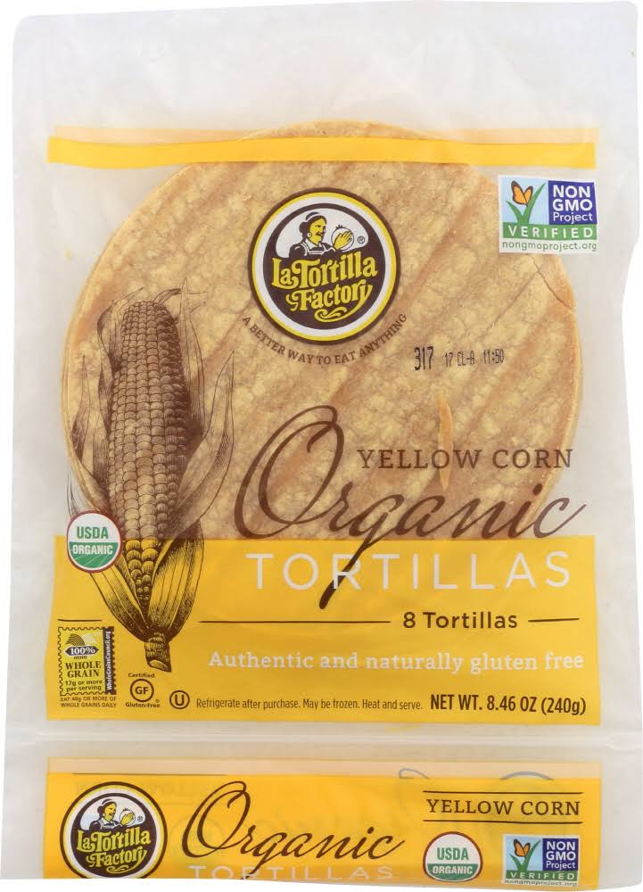 La Tortilla Factory Organic Tortillas - Yellow Corn, 8.46oz, 8ct