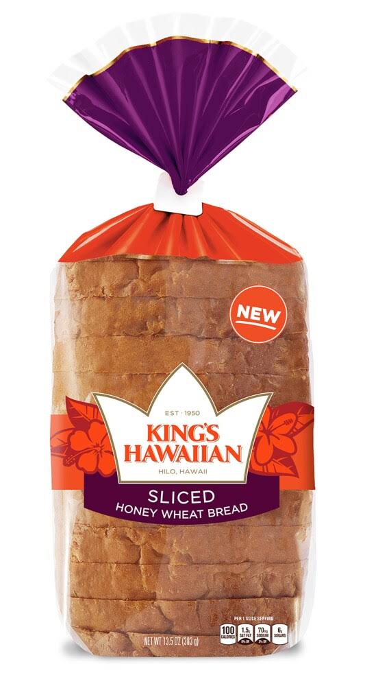 King's Hawaiian Bread, Honey Wheat, Sliced - 13.5 oz