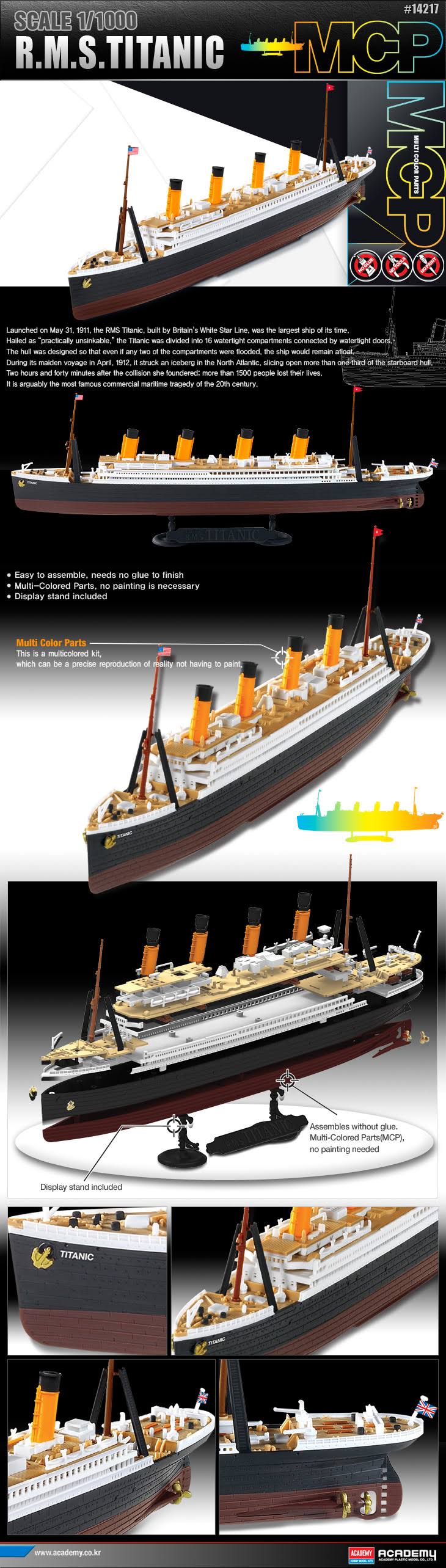 R.M.S. Titanic MCP Plastic Model Kit - 1/1000 Scale