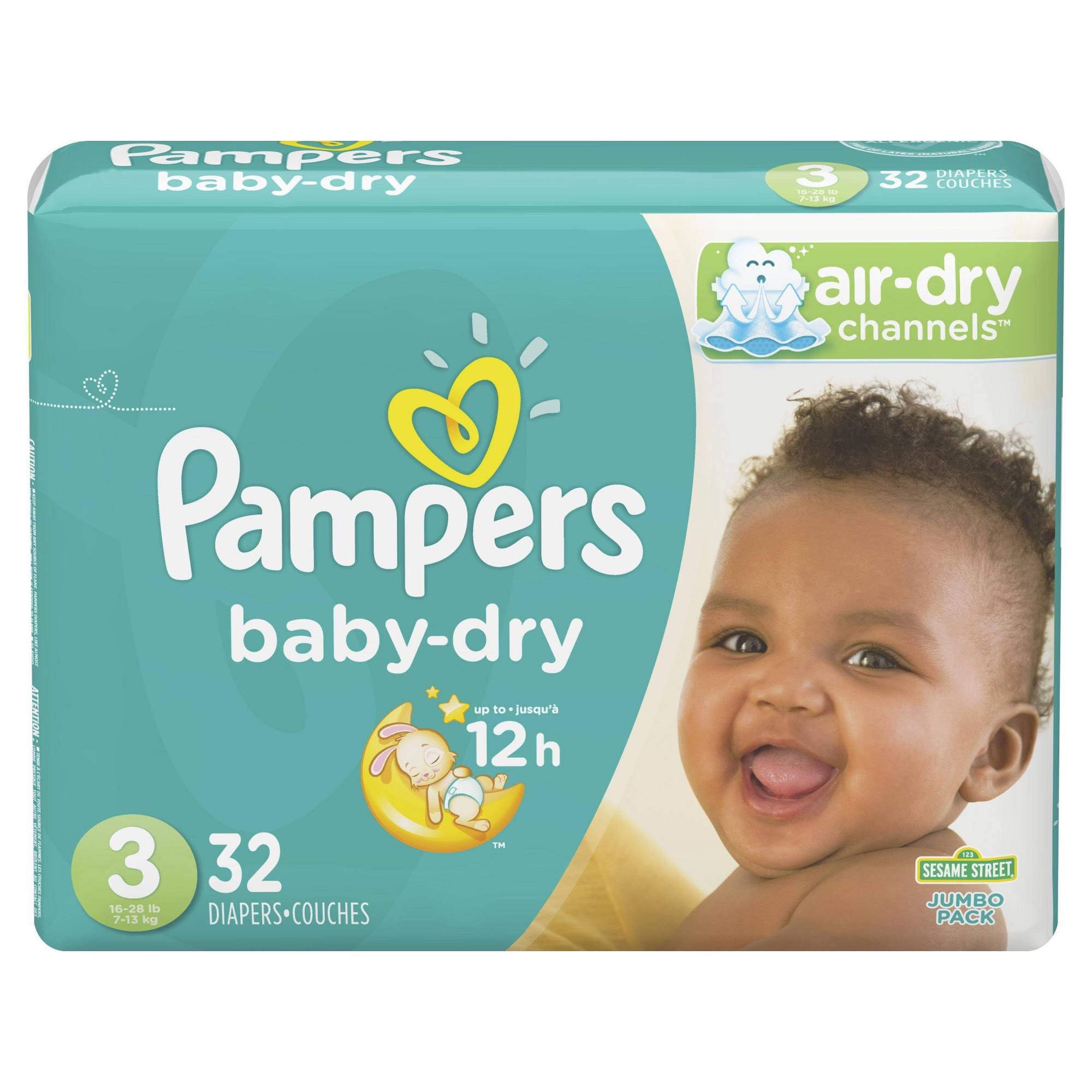 Pampers Baby Dry Diapers - Size 3, 16-28 lb, x32