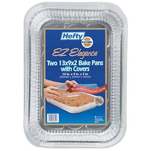 Hefty Ez Foil Cake Pans - 13"x9", with Lids, 2ct