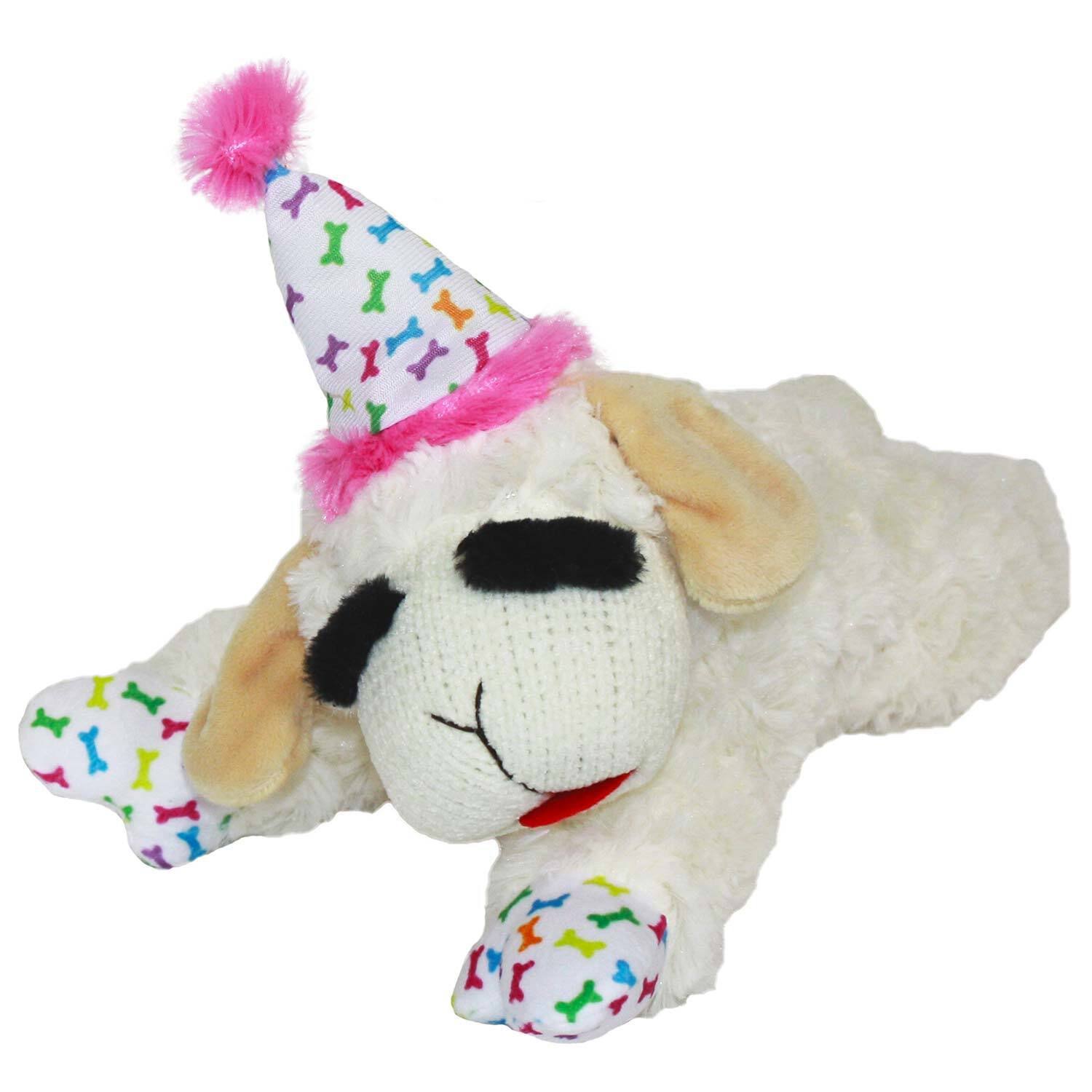 Multipet Lamb Chop Birthday Dog Toy - Pink | 10.5 in
