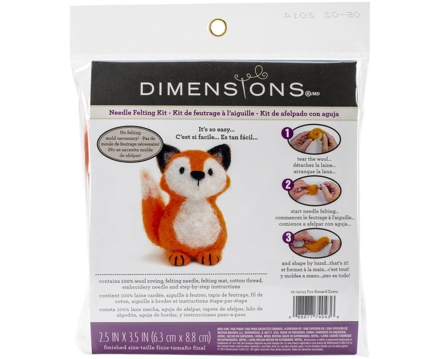Dimensions Needle Felting Kit - Fox, 2.5"x3.5"