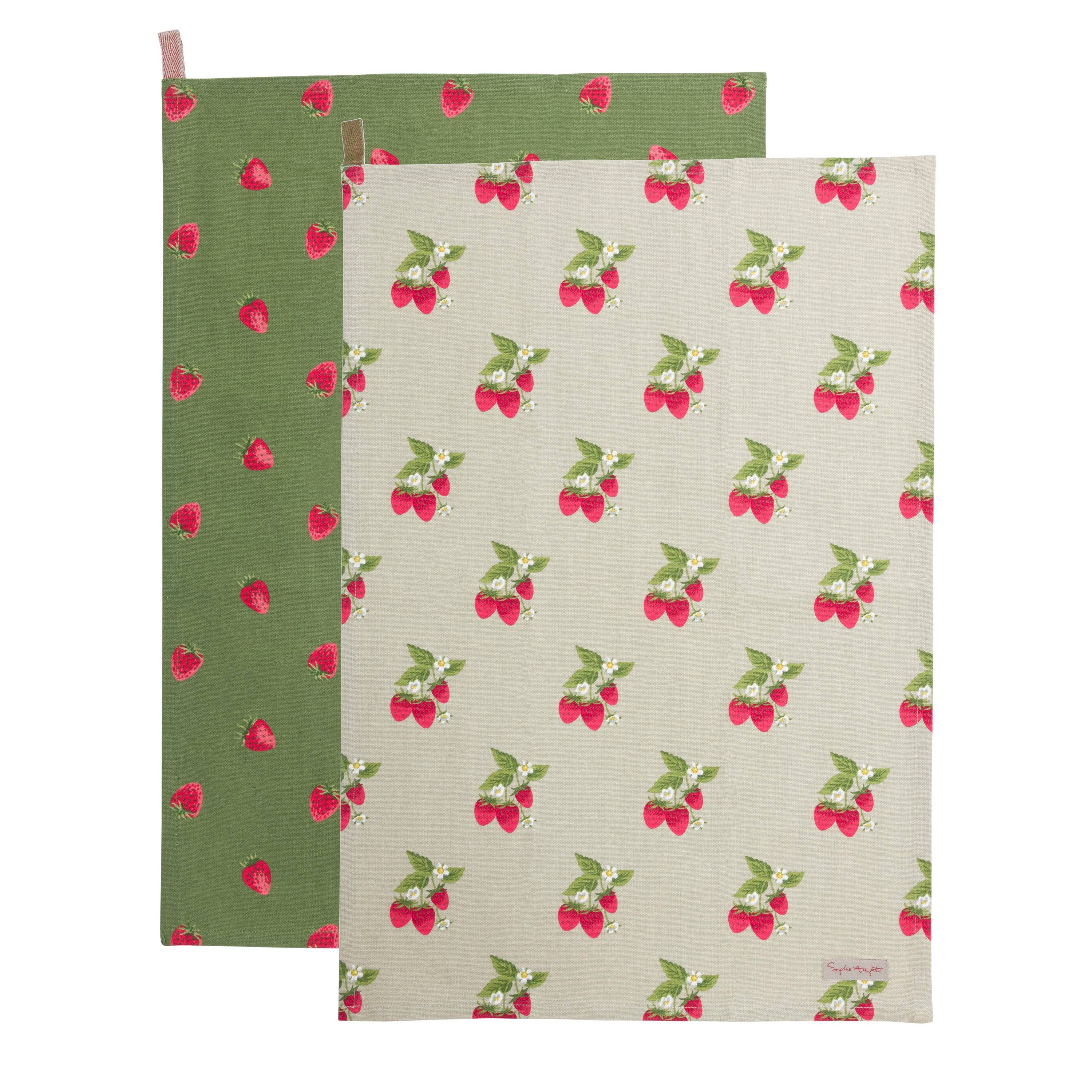 Strawberries Set of 2 Tea Towels by Sophie Allport
