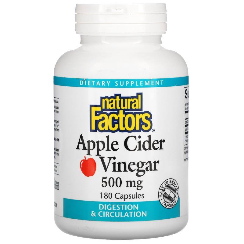 Natural Factors Apple Cider Vinegar - 500mg, 180 Capsules