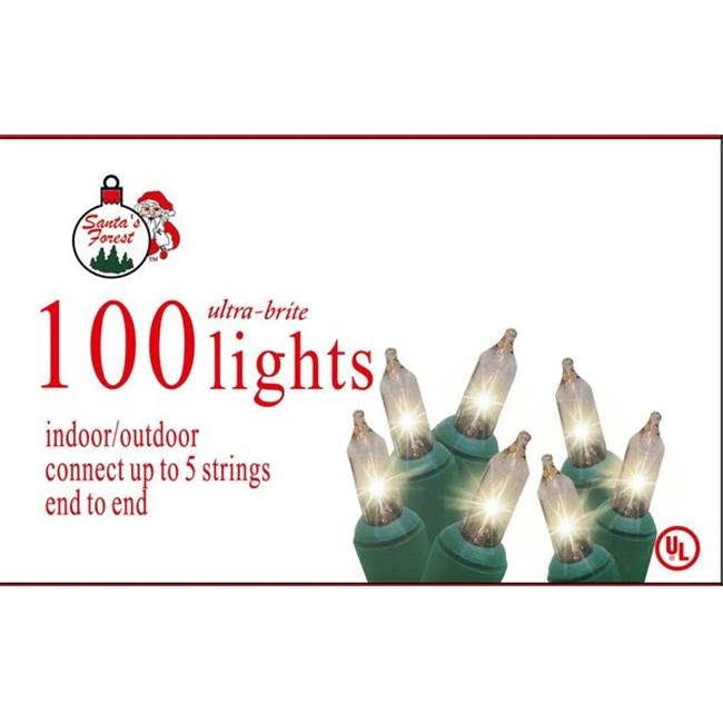 Santas Forest 876110610 00601 Mini Clear Traditional Light Set - 100 Count