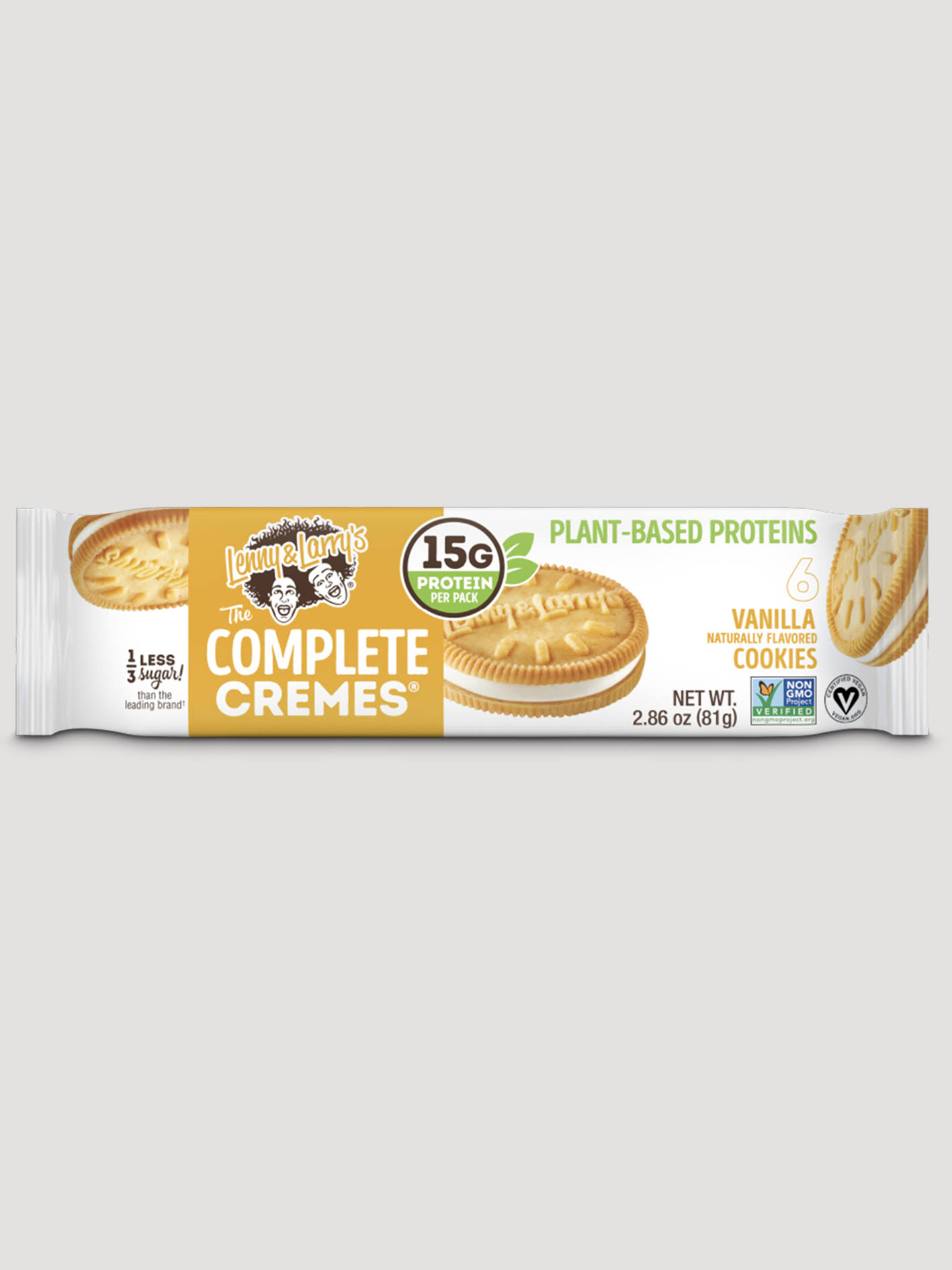 Lenny & Larry's The Complete Cremes Cookies, Plant-Based Proteins, Vanilla - 6 cookies, 2.86 oz