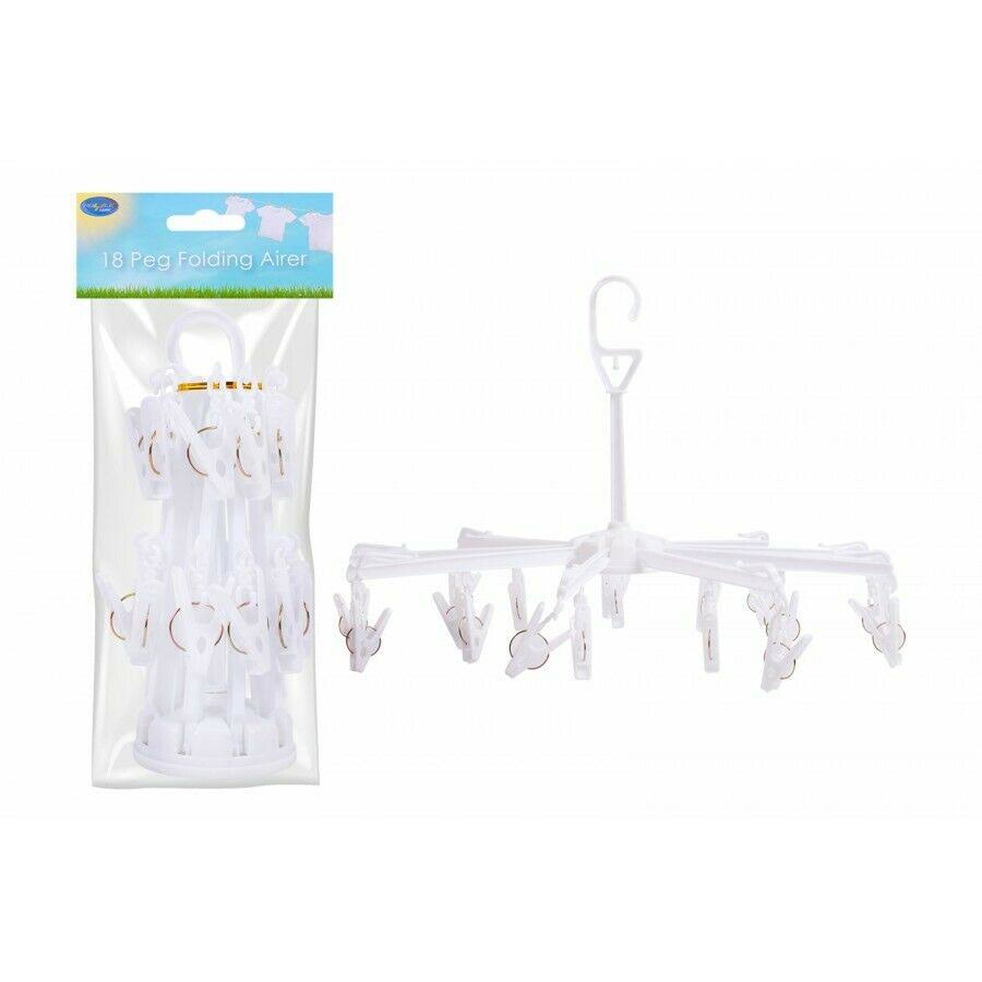 18 Peg Washing Line Hanging Laundry Airer Clothes Horse Socks Underwear Hanger