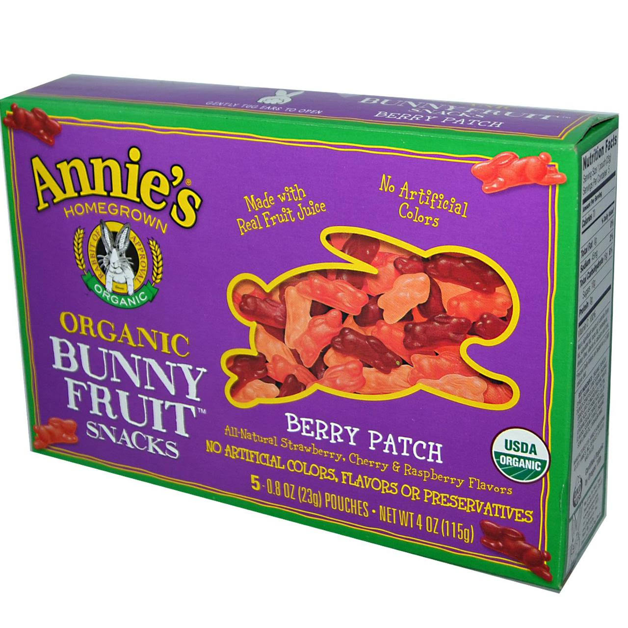 Annie's Homegrown Organic Bunny Fruit Snacks - 5ct, Berry Patch