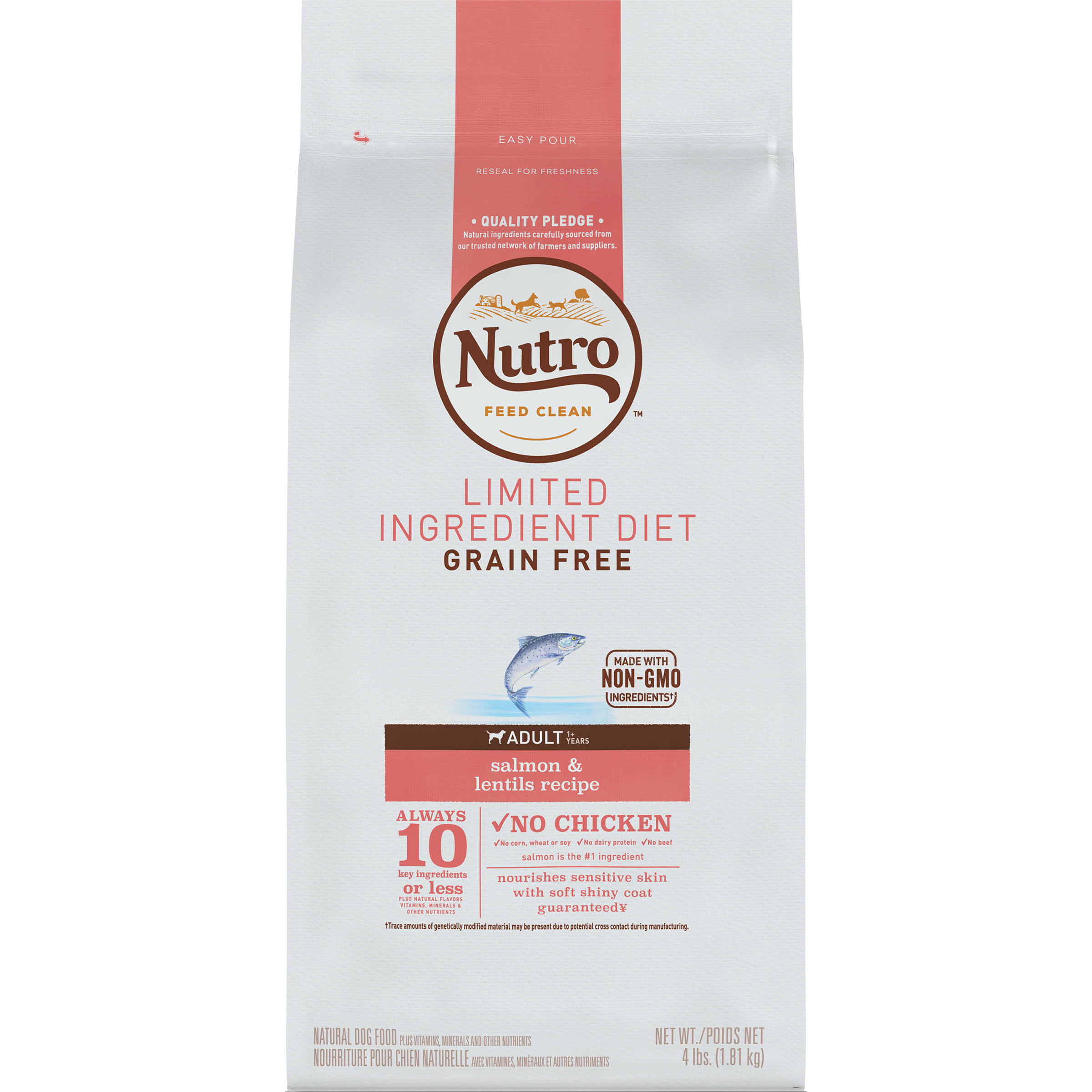 Nutro Limited Ingredient Diet Adult Dog Food - Salmon and Lentils Recipe, 4lbs