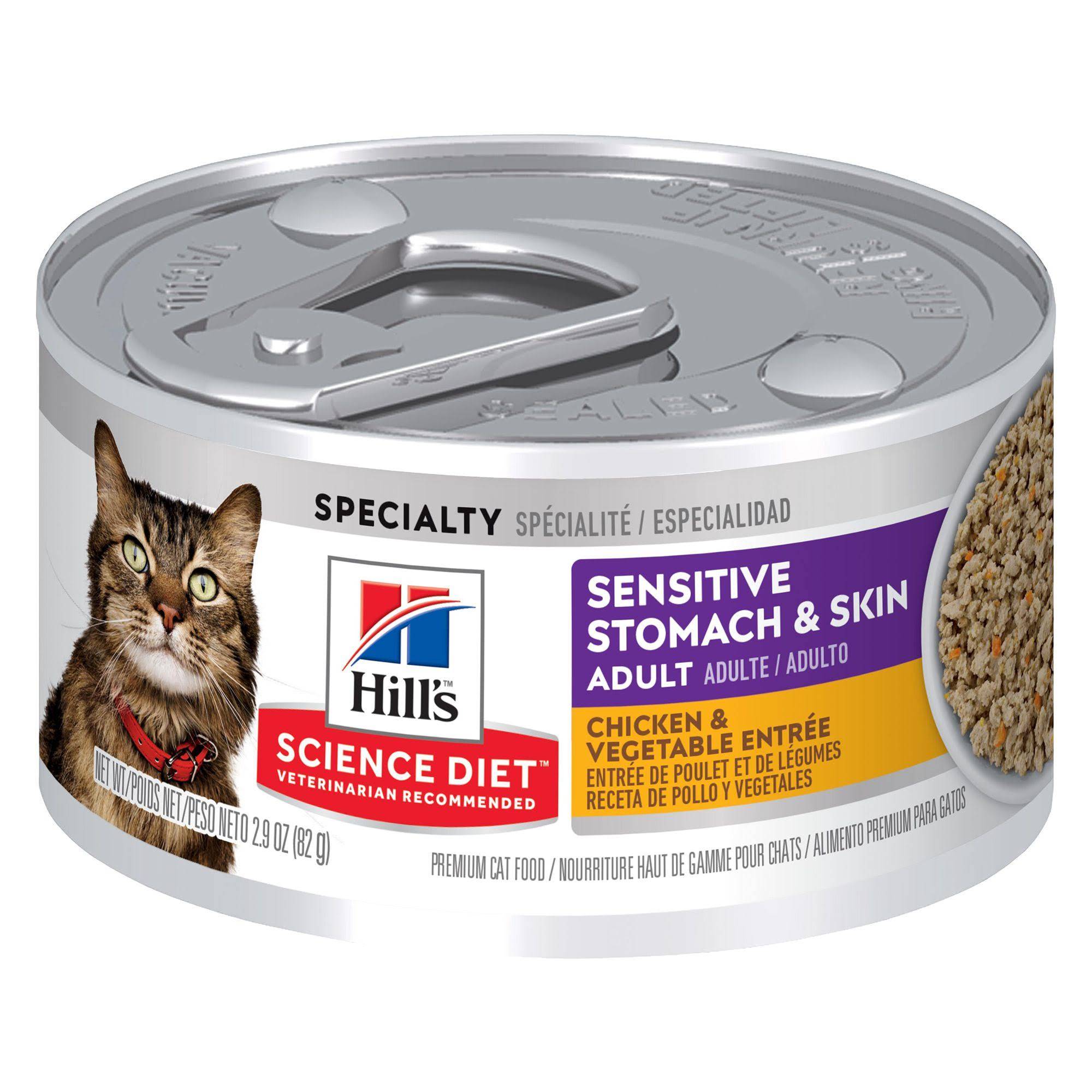 Hill's Science Diet Adult Sensitive Stomach and Skin Canned Cat Food - Chicken and Vegetable Entrée, 2.9oz, 24pk