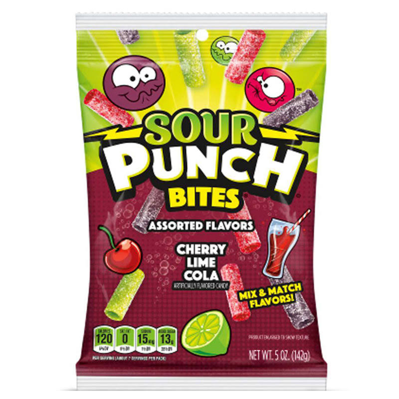 Sour Punch Bites Candy, Assorted Flavors, Bites - 5 oz