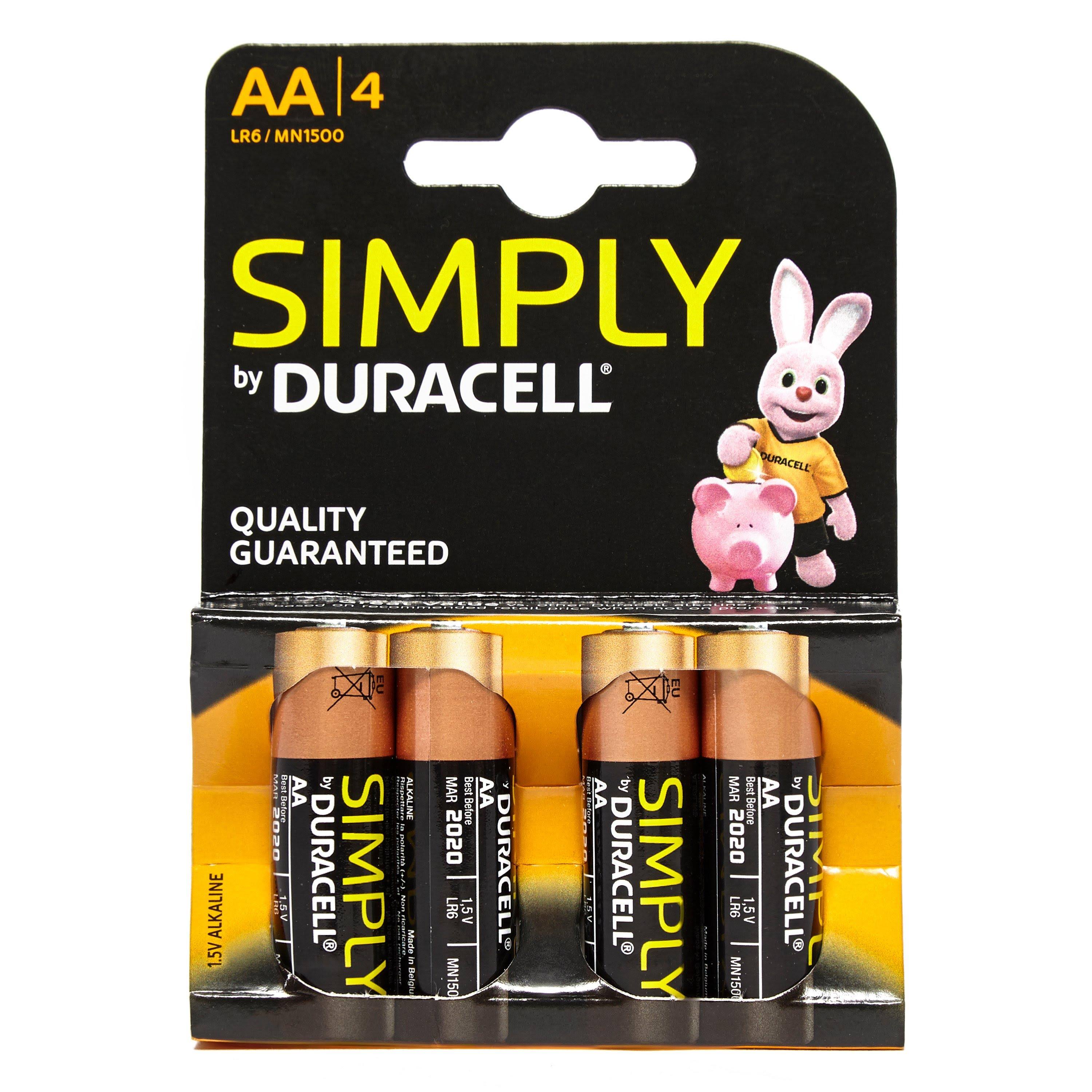 Duracell Simply AA Alkaline Batteries - 4pk