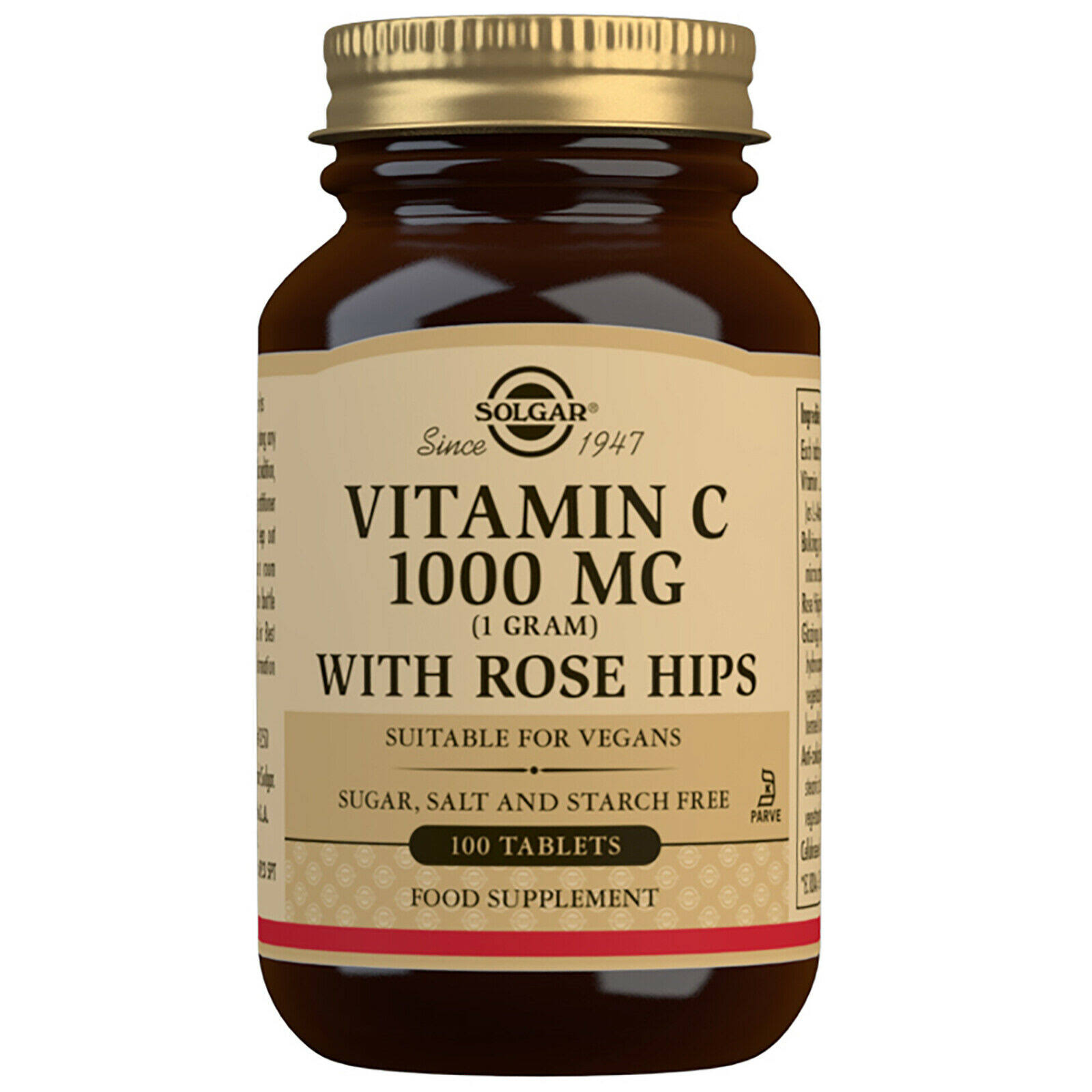 Solgar Vitamin-C 1000mg & Rose Hips Dietary Supplement - 100 Tablets