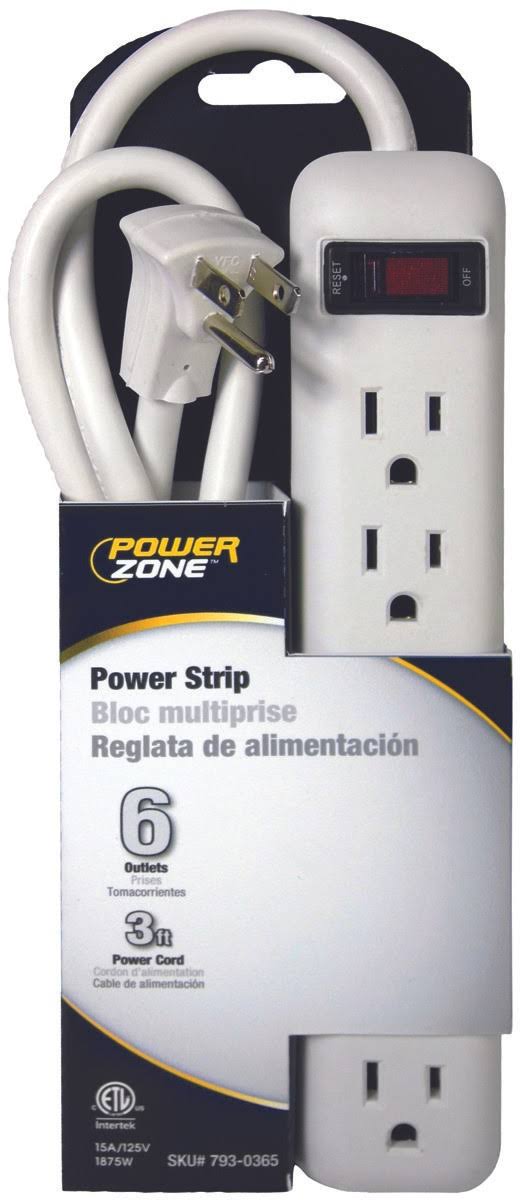 Prime Wire and Cable Power Strip - 6 Outlet, 3' Cord, White