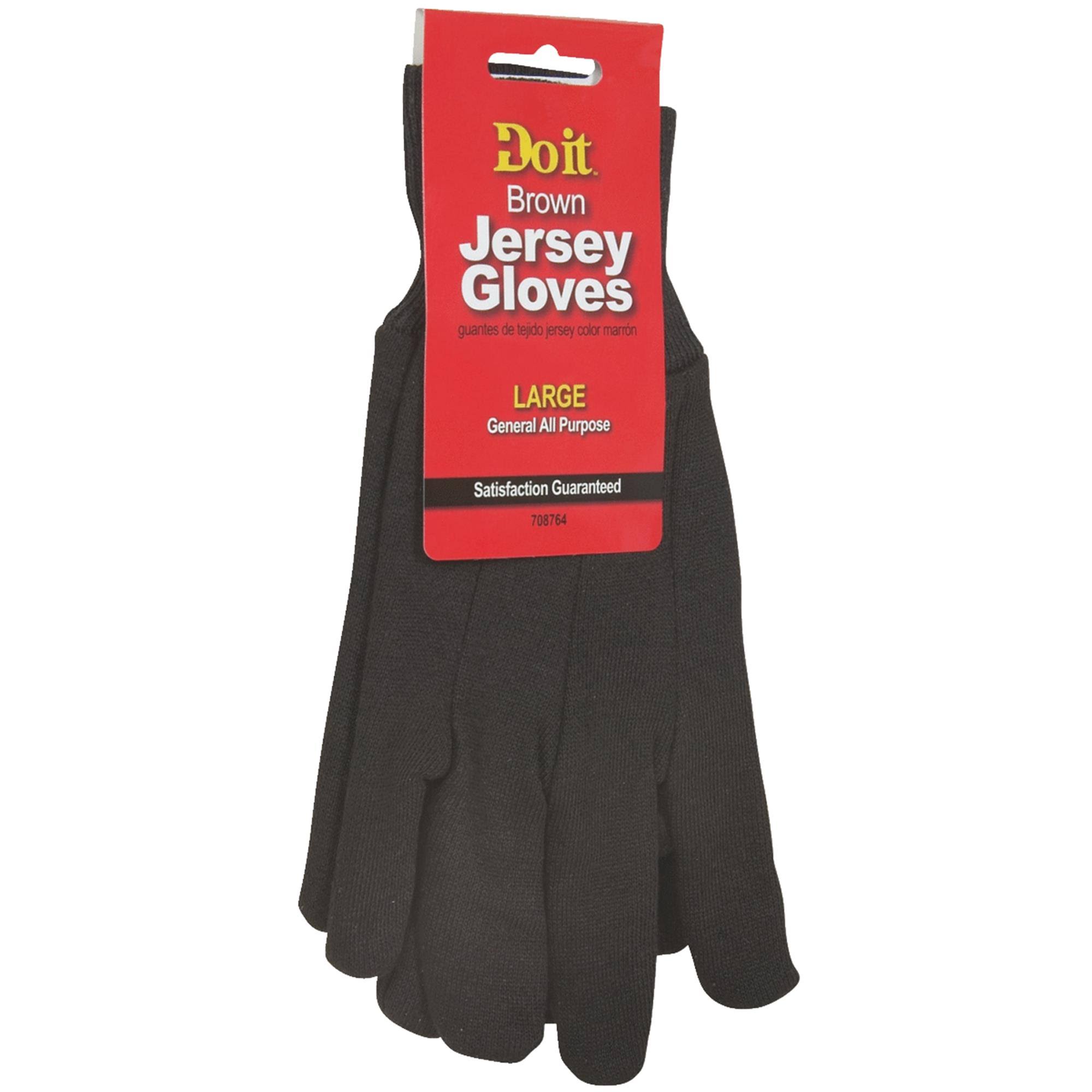 Do It Work Jersey Glove - Brown, Large