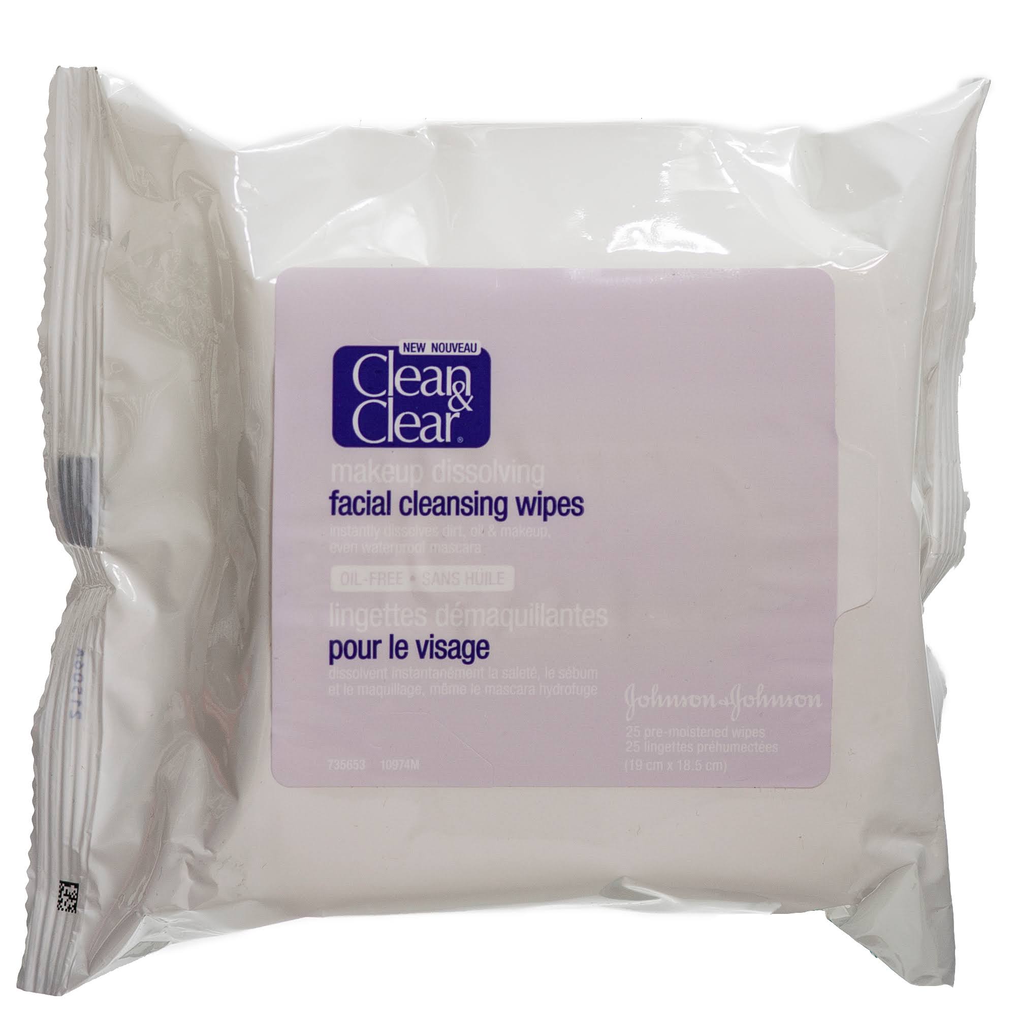 Clean and Clear Makeup Dissolving Facial Cleansing Wipes - 25ct