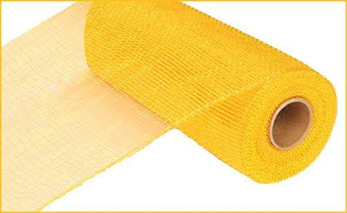 Two Tone Deco Poly Mesh Ribbon - 10 Inches x 10 Yards (Yellow, Gold)