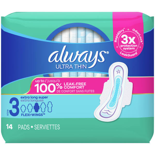 Always Ultra Thin Size 3 Extra Long Super Pads - 14pcs