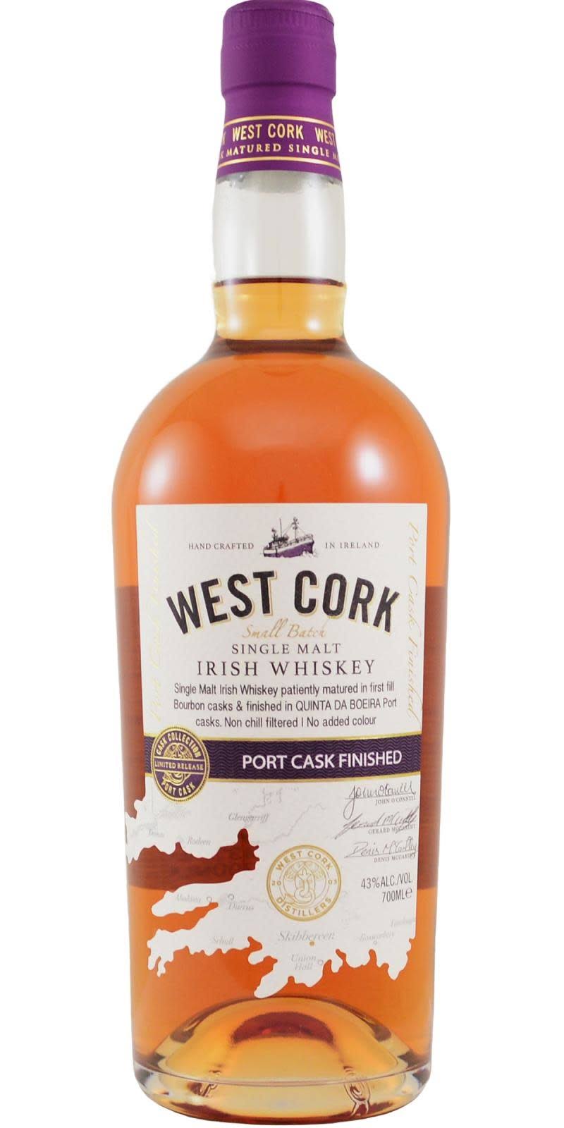 West Cork Single Malt Port Cask Finished Irish Whiskey 700ml