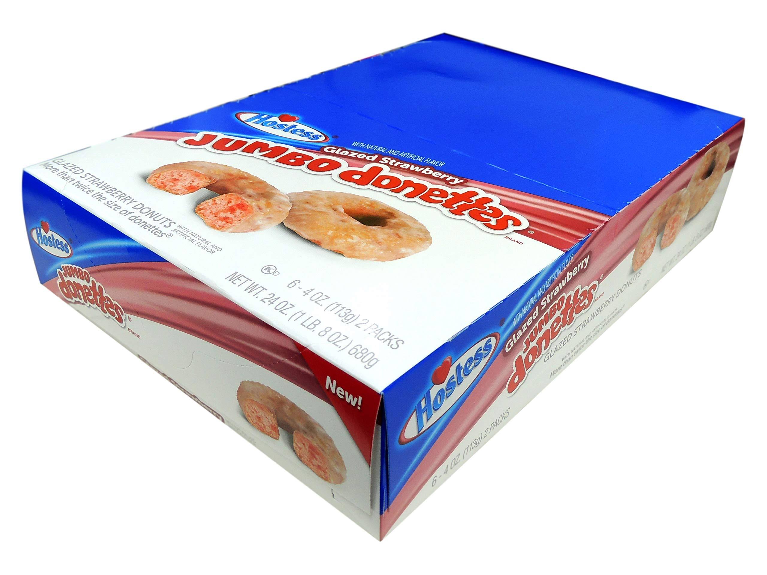 Hostess Jumbo Donettes Donuts, Glazed Strawberry - 6 pack, 4 oz