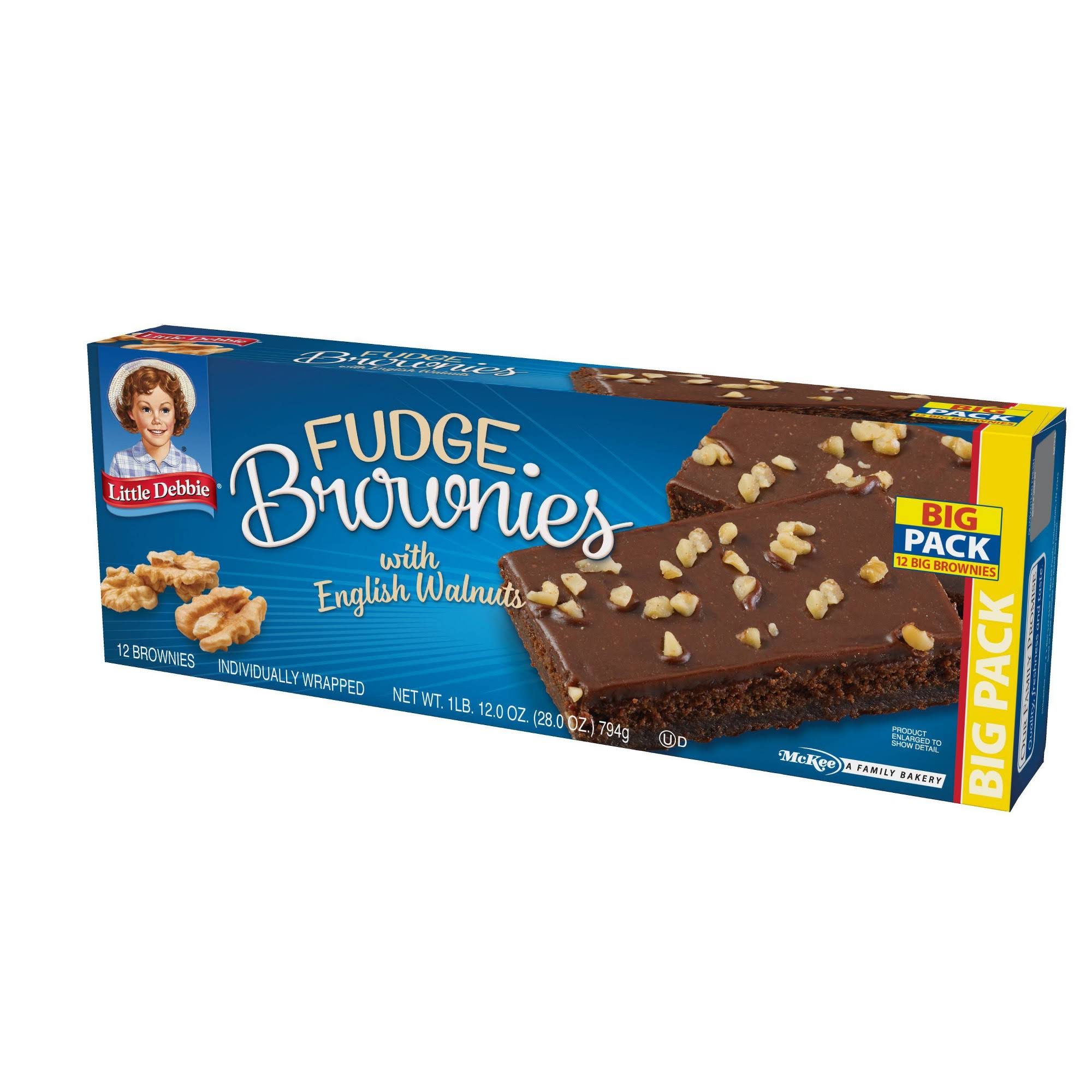 Little Debbie Brownies with English Walnuts, Fudge, Big Pack - 12 brownies, 28.0 oz
