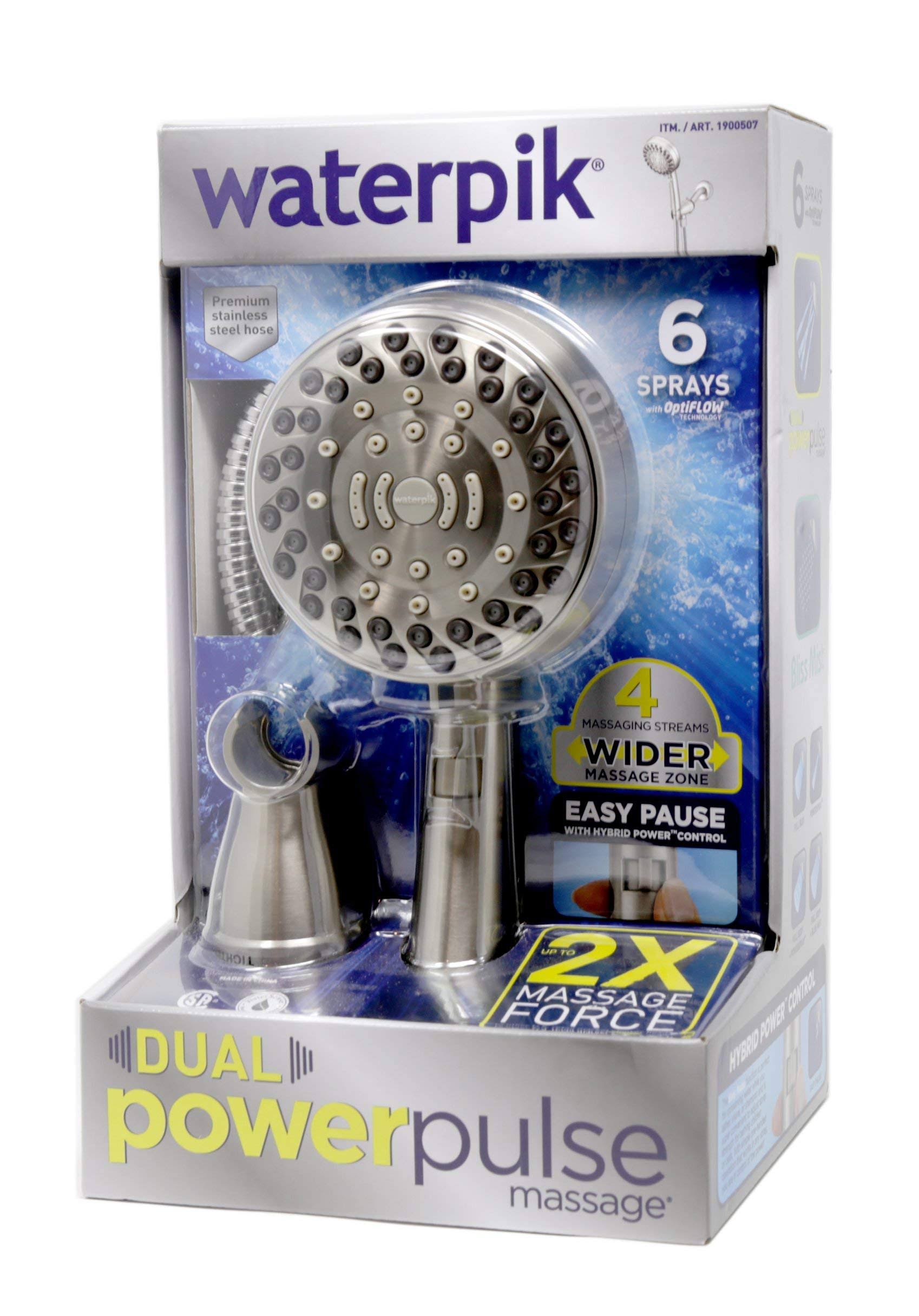Waterpik Dual Power Pulse Massage Shower Head (Brushed Nickel)