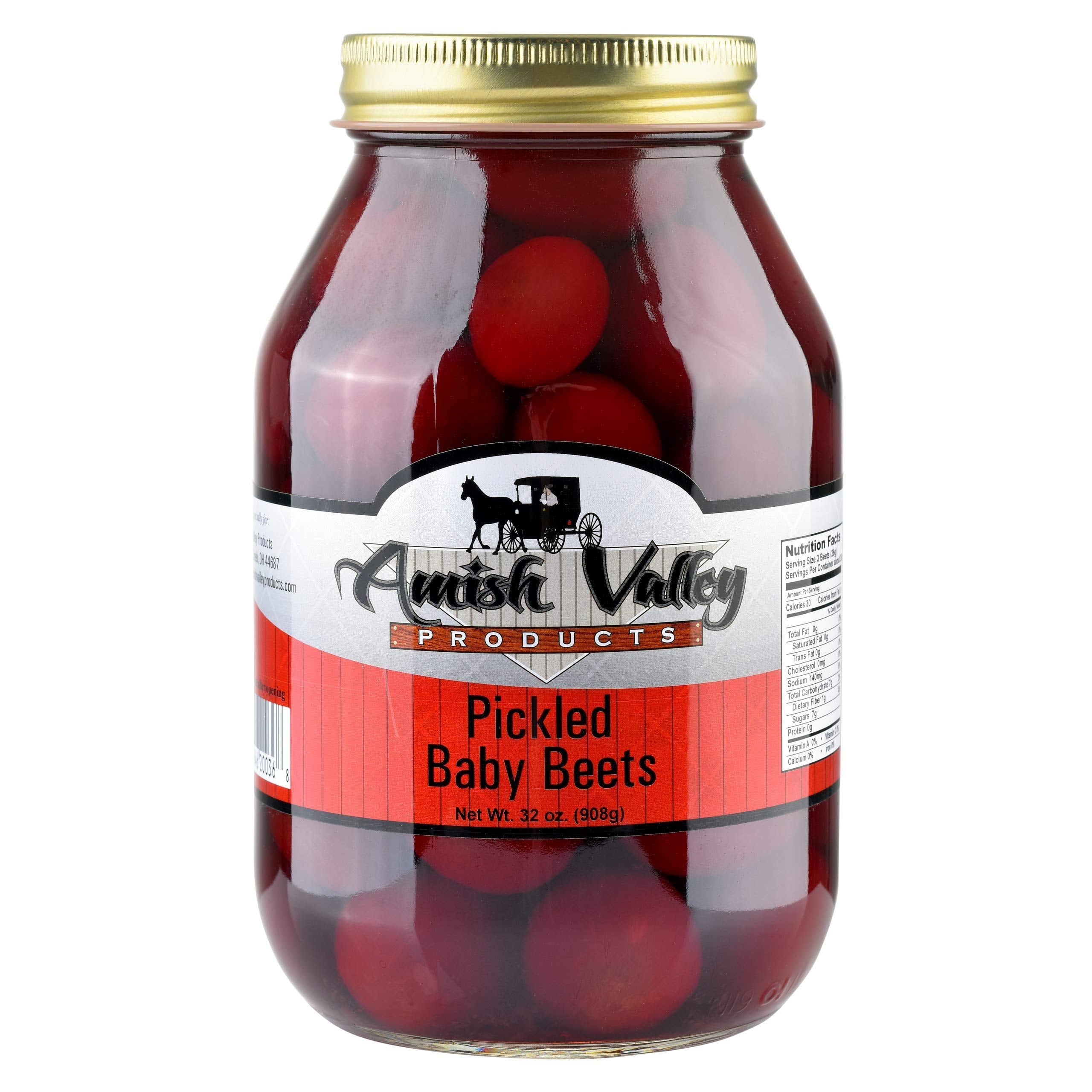 Amish Valley Products Pickled Baby Beets 32oz. Glass Jar (1 Quart Jar - 32 oz)
