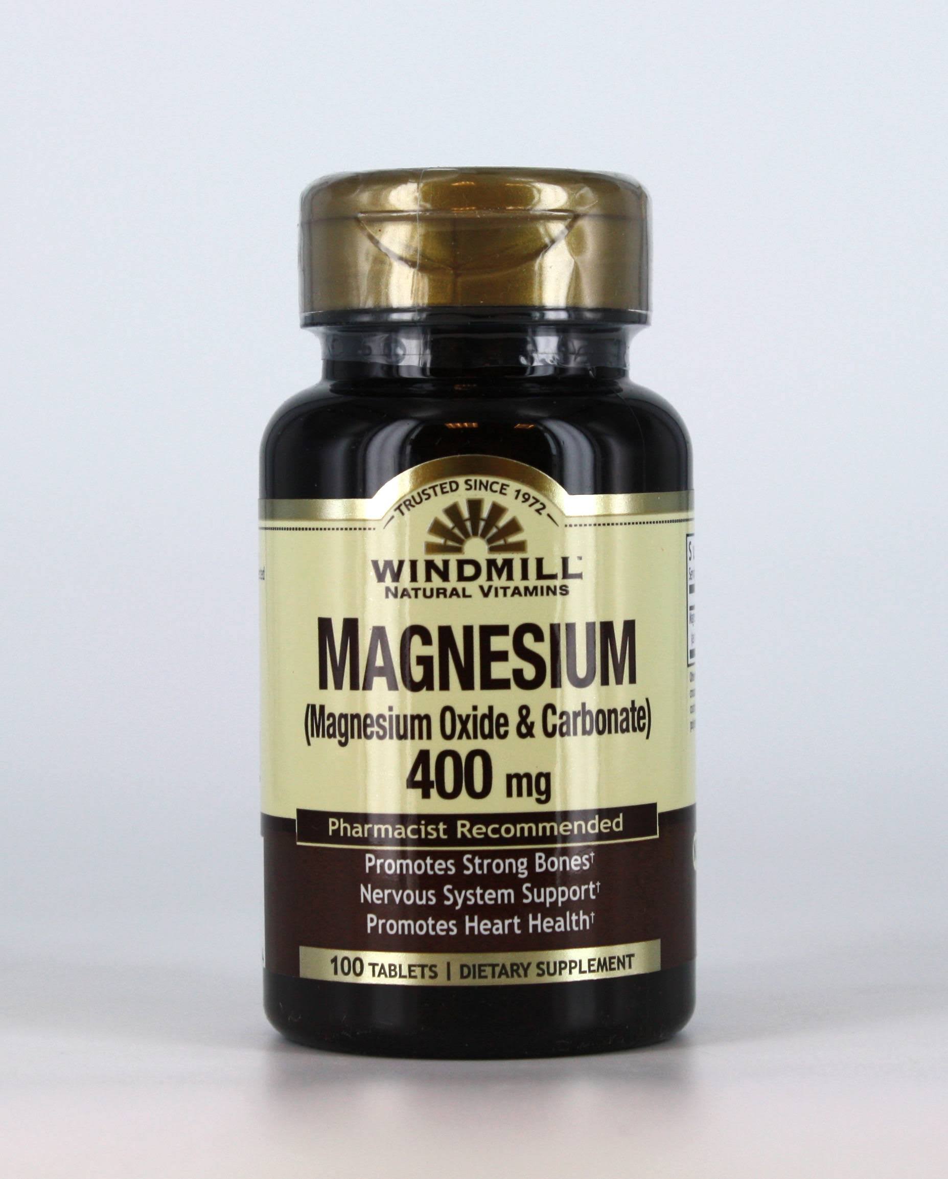 Windmill Vitamin Magnesium Oxide 400mg Dietary Supplement - 100 Tablets
