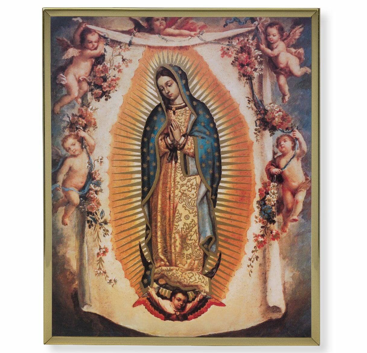 Our Lady of Guadalupe with Angels Gold Framed Plaque