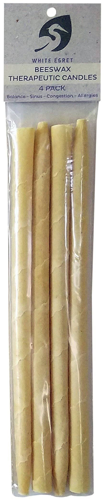 White Egret Personal Care, Beeswax, Therapeutic Candles, 4 Pack