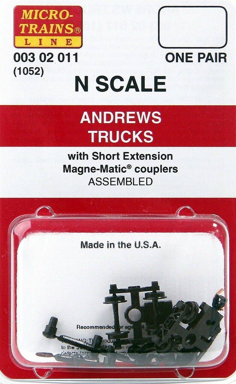 Micro-Trains 00302011 - Andrews Trucks with Short Extension Couplers (1052) 1 Pair