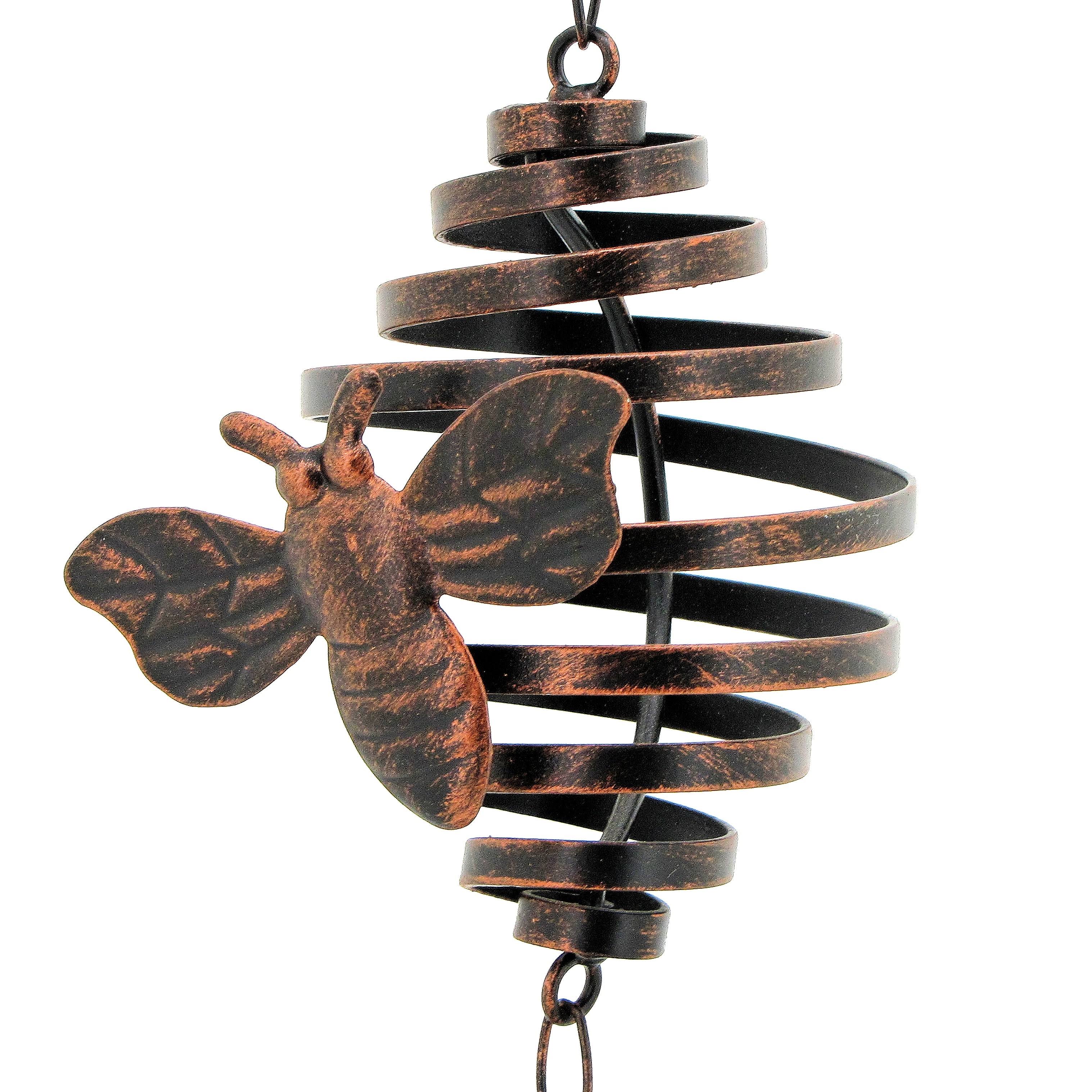 Zaer LTD 79" Long Antique Bronze Hanging Honeybee Rain Chain