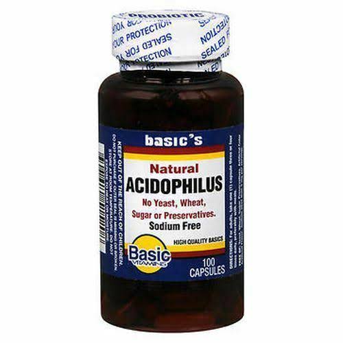 Basic Vitamins Natural Acidophilus Capsules 100 Caps