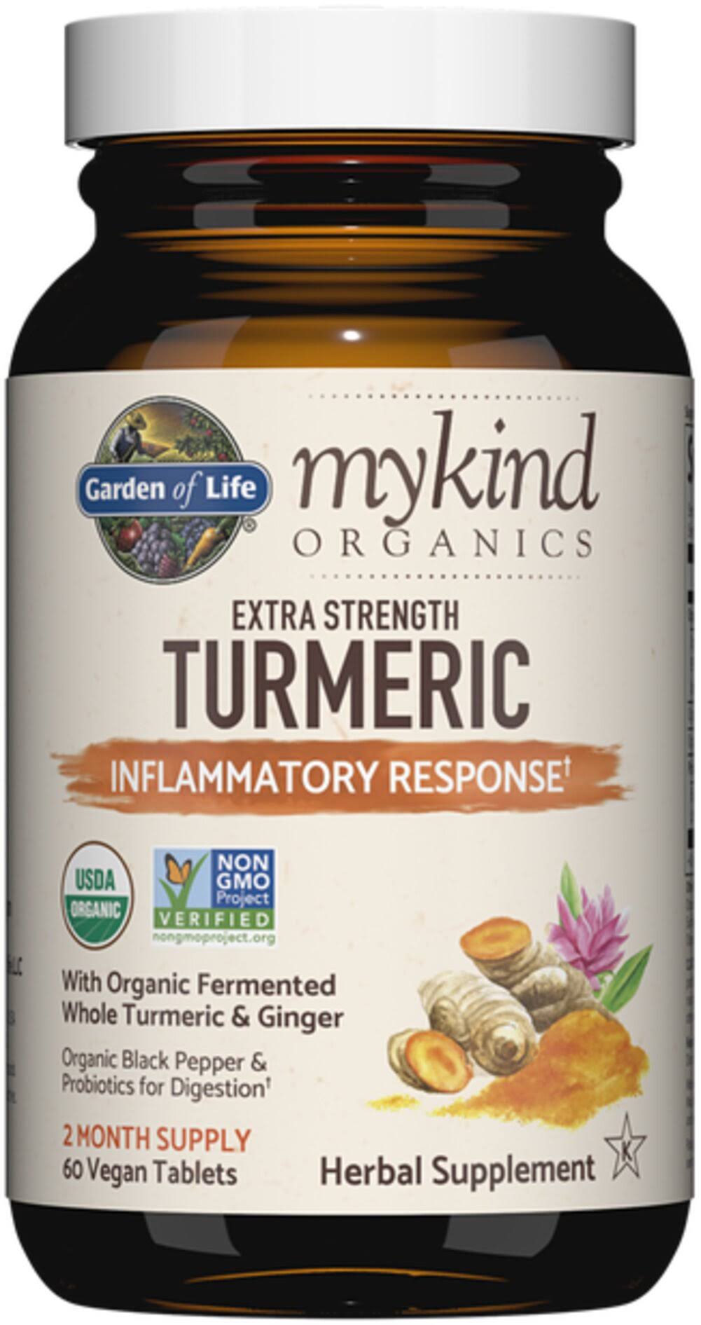 Garden of Life MyKind Organics Extra Strength Turmeric Inflammatory Response 120 Vegan Tablets