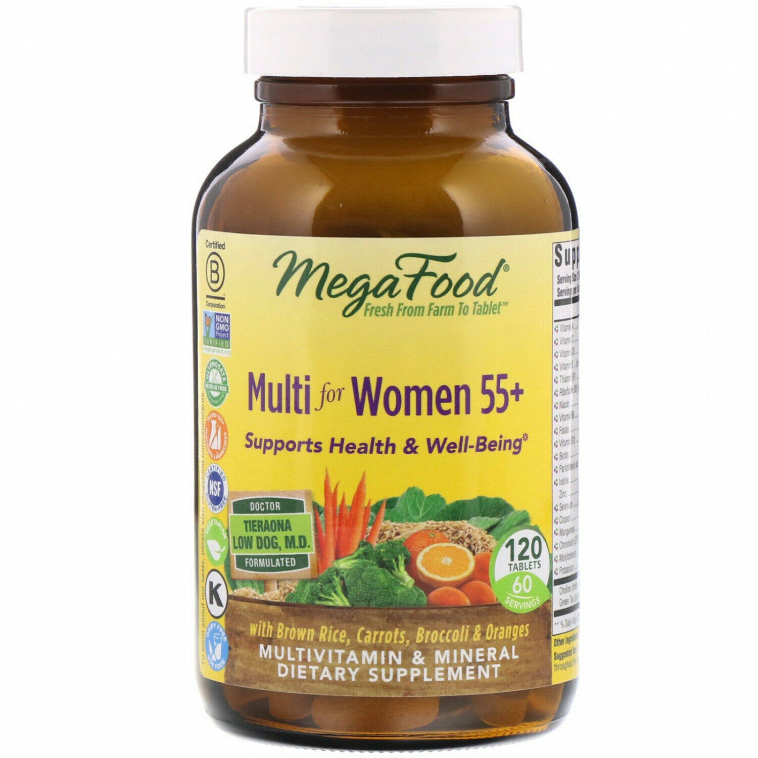 MegaFood Multivitamin & Mineral for Women Over 55 Dietary Supplement - 120 Tablets